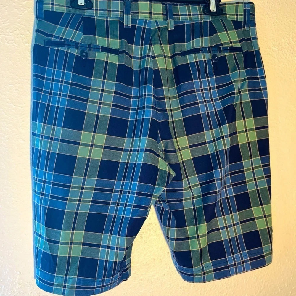J. Crew Blue & Green Check Print Pure Cotton Preppy Shorts Size 33